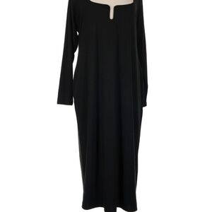 Good American Elegant Midi Black Long Sleeve Dress